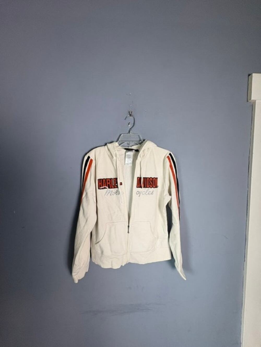 Harley Davidson Womens Cream Full Zip Hoodie Jacket Size Large